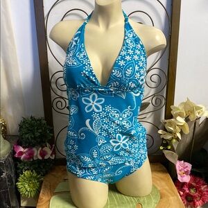 Floral Tankini w Beaded Accents